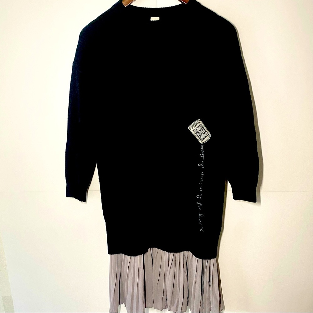 Emo Goth dress with pleated skirt | Size M | Black sweater top